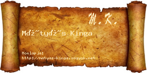 Mátyás Kinga névjegykártya
